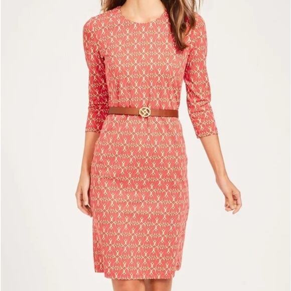 NWT J. McLaughlin XS Sophia Shift Dress Heartsong Scarf Print Red Gold - Picture 1 of 5